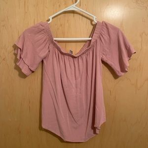 MOA MOA off the Shoulder Short Sleeve Shirt